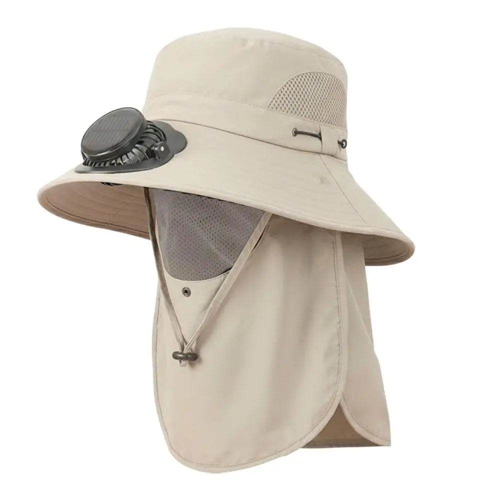 Solar Powered Cooling Hat with Dual Fans Built-in Sun Protection Wide Brim Baseball Cap Breathable Summer Hat for Fishing Hiking
