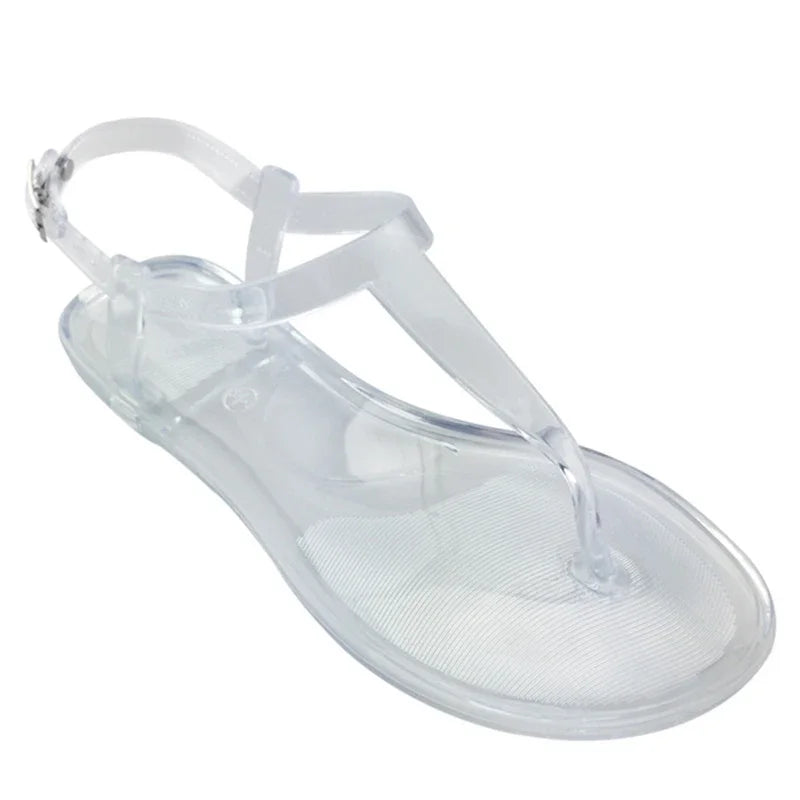 Comemore Clear Shoes Ladies Jelly Shoes Beach Vacation Sandals 2026 New Simple Trendy Flat Shoe Women Flip Flops Chaussure Femme