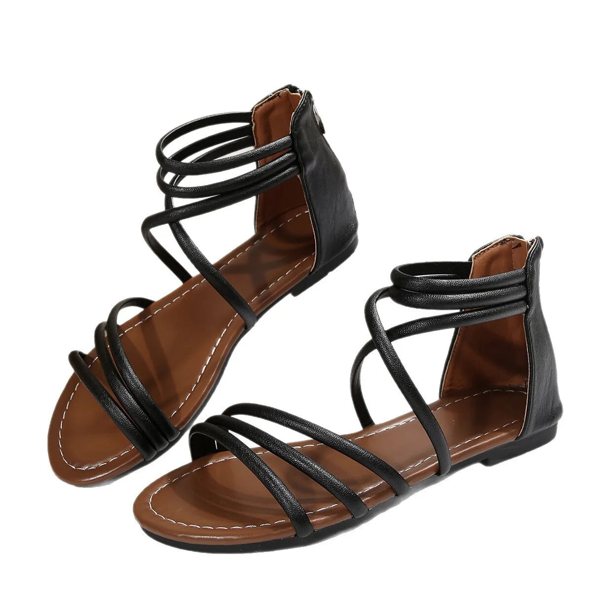 Women's Flat Large Size Sandals 2026 Summer New Cross-strap Roman Sandals Robe Abaya Ramadan Dubai Luxury Islam Elegant