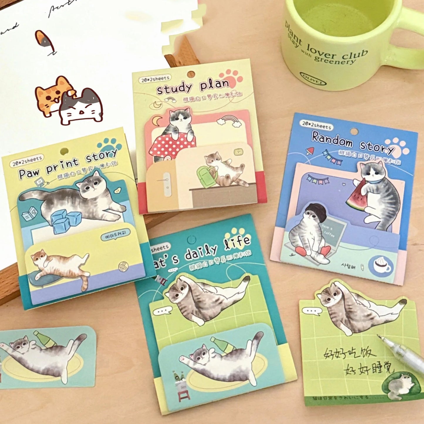 40/160 Sheets Post-it Cartoon Cat Planner Post-it Adhesive Notes