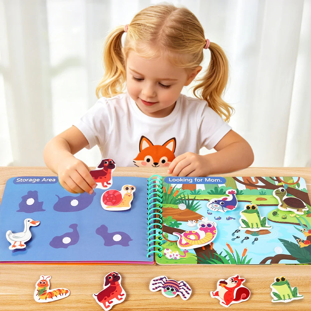 Children Quiet Busy Book 4 Themes Cartoon Travel Sticker Books Kids DIY Sticker Educational Game Montessori Paste Book Toy Gifts