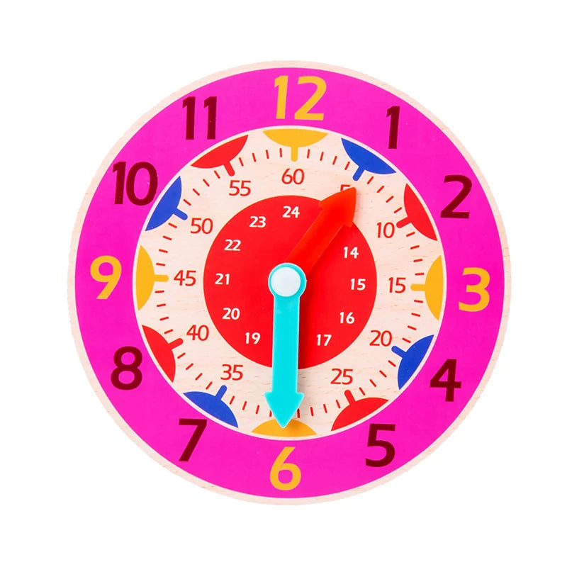 Kids Montessori Wooden Clock Toys Time Learning Teaching Aids Educational For Children Primary School Clever Board Toy