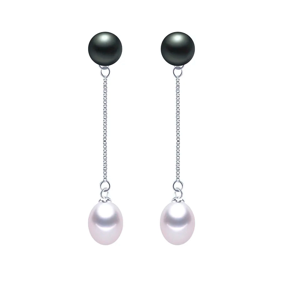 HENGSHENG New Simple 925 Sterling Silver Drop Dangle Earrings Double Natural Freshwater Pearls Fashion Jewelry For Wedding Women