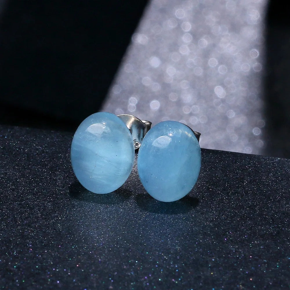 ITSMOS Natural Aquamarine s925 Sterling Silver Ear Studs Geometric Minimalist Luxury Weddings Jewelry Earrings for Women Gift