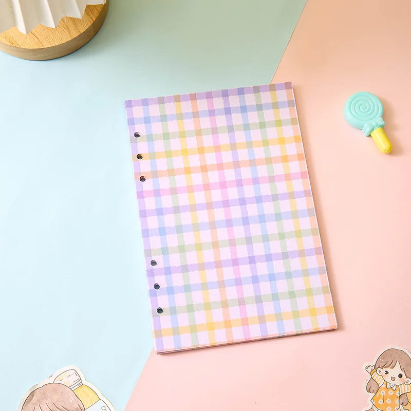 Cute Color Grid A5 A6 Loose Leaf Notebook Refill Spiral Binder Index Inner Page Item Paper Stationery