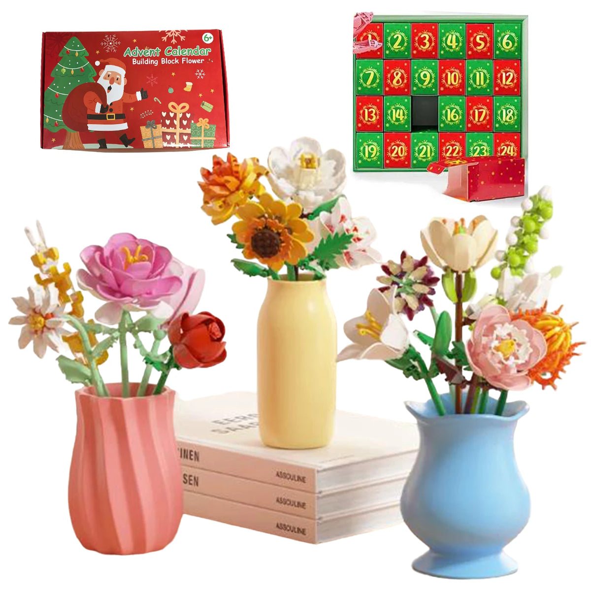 Flower Bouquet Building Block Advent Calendar – 24-Day Christmas Countdown