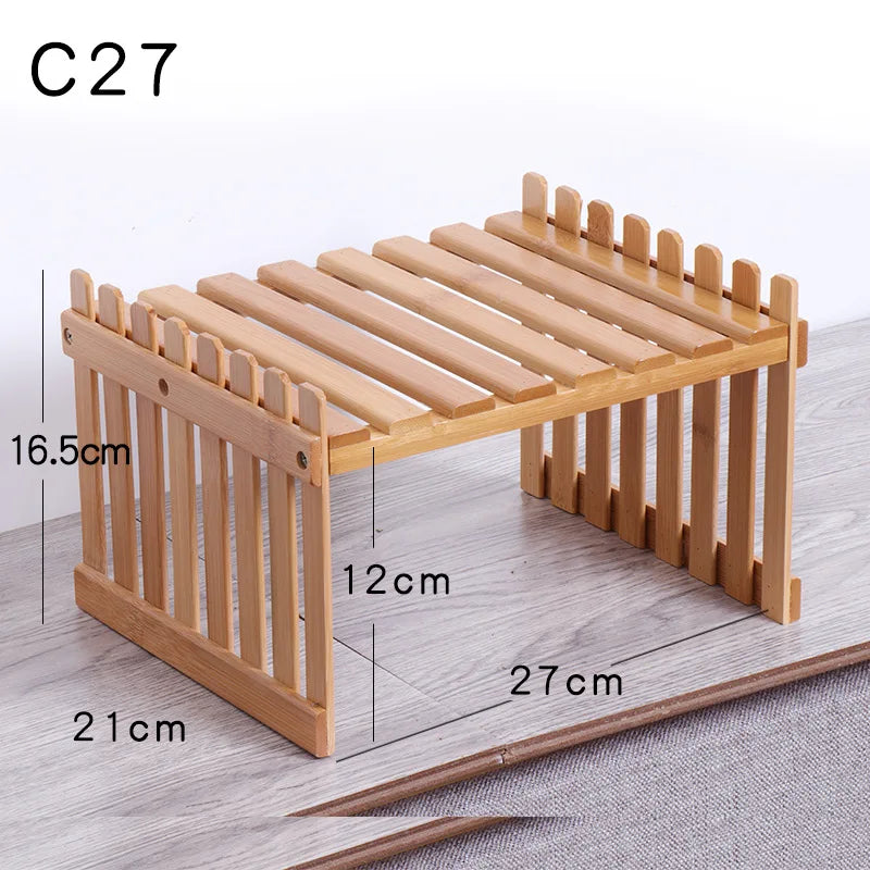 Made of Bamboo Flower Stand Potted Plant Shelf Flower Display Stand Bamboo Wood Storage Rack Garden Organizer