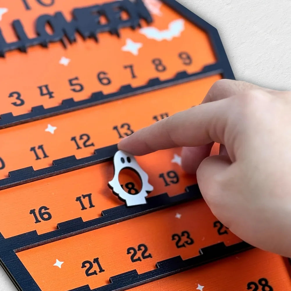 Countdown to Halloween Advent Calendar 2026 Halloween Wooden Countdown Calendar Decoration Table Wall Ornament Party Favors Gift