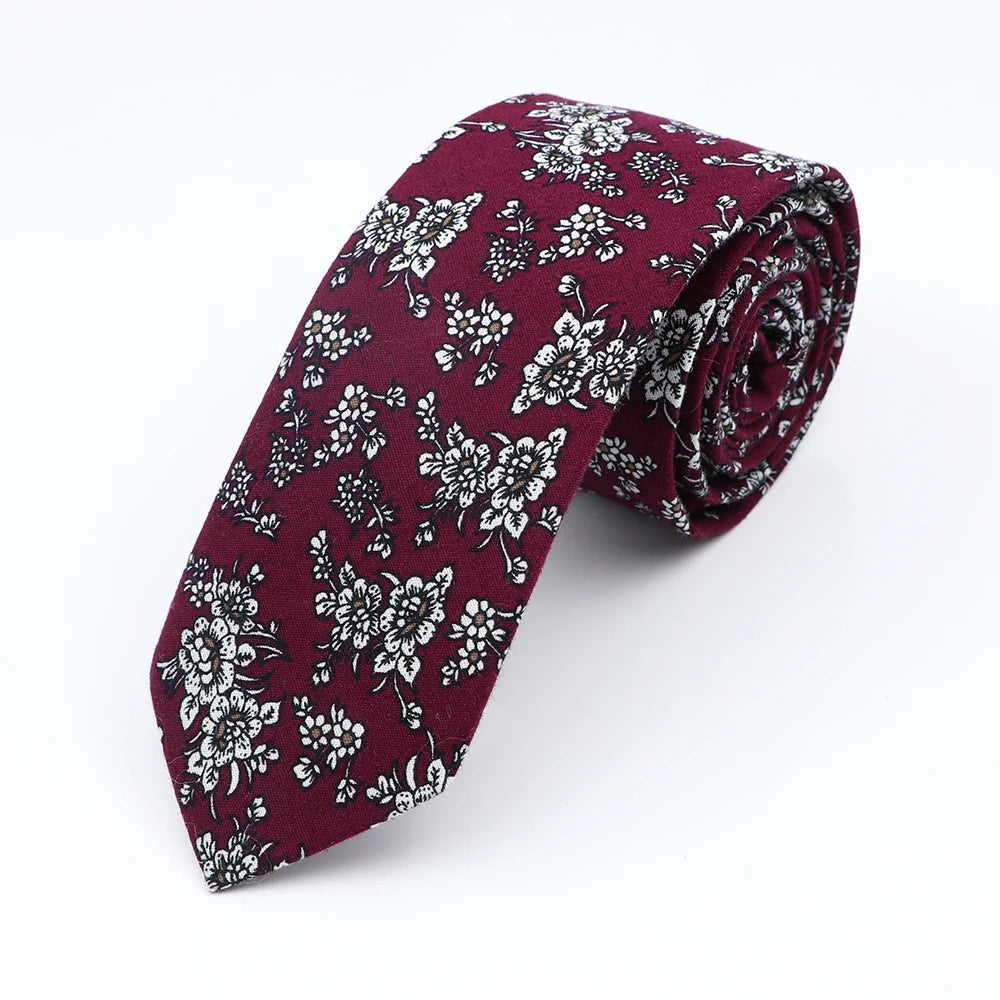 New Floral Elegant Tie For Men Women 100% Cotton Beautiful Flower Paisley Necktie Narrow Skinny Cravat Wedding Casual Corbatas