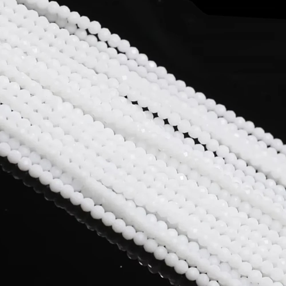 5 Strings Natural Spinel Stone Beads Faceted Round Crystal Spacer Glass Beads Bracelet DIY Jewelry Making Bracelet Necklace