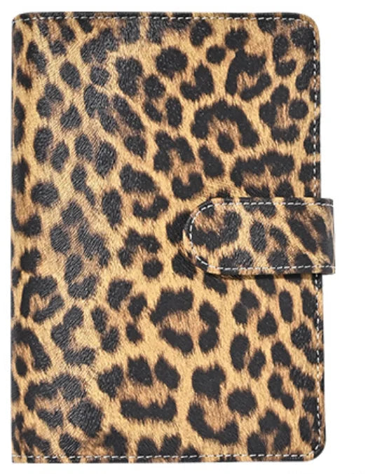 A6 Leopard Print Loose Leaf Cover Plan Book Binder 6 Holes Cash Budget Binder Notebook Office Stationery