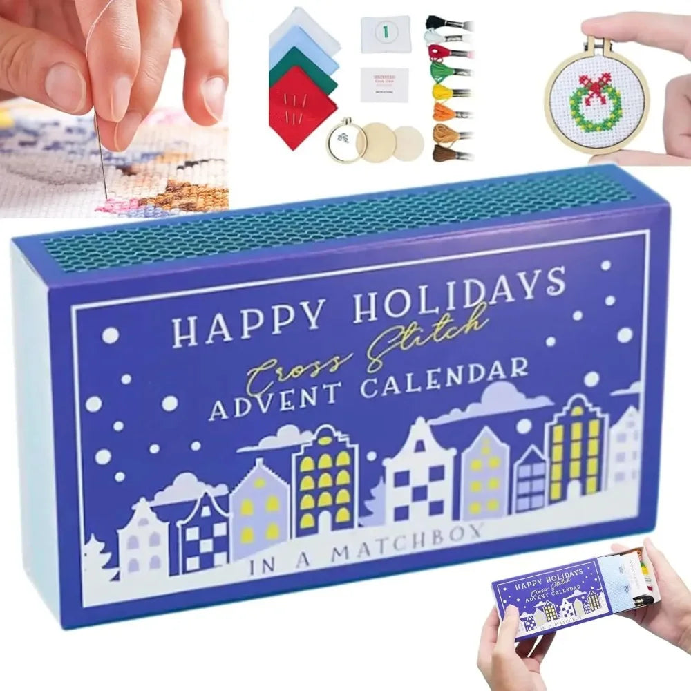Cross Stitch Advent Calendar – 24-Day Christmas Embroidery Kit for Beginners