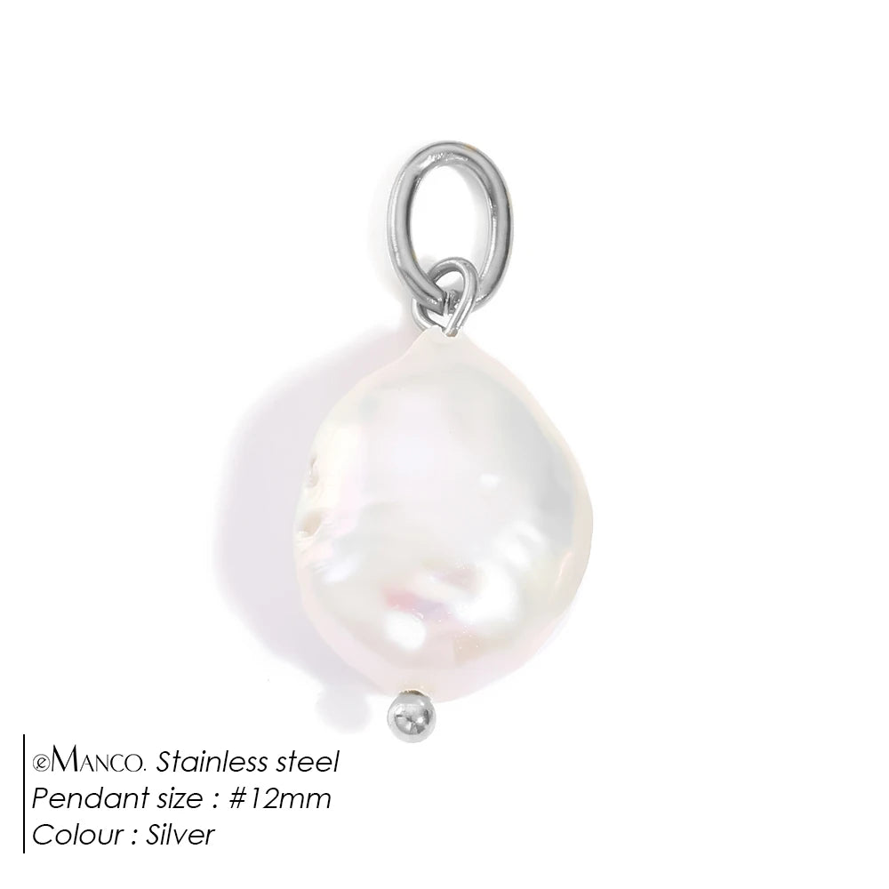 eManco Natural Cultured Freshwater Pearl Charms with  Stainless Steel Jump Rings for DIY Earrings Necklace Jewelry Making