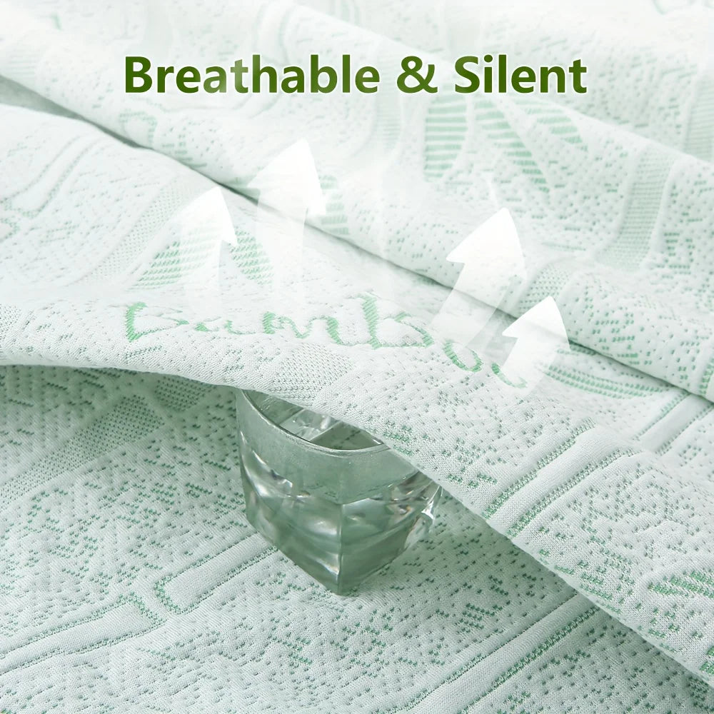 1p Cooling Bamboo Fiber Fitted Sheet, Breathable Mattress Protector Cover  with Deep Pocket for Summer