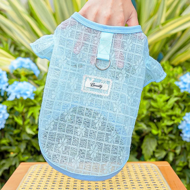 Dog Cooling Vest Thin Print Dog Clothes Summer Fashion Pet T Shirt Fly Sleeves Girls Dog Clothing Chihuahua Bichon Puppy Vests