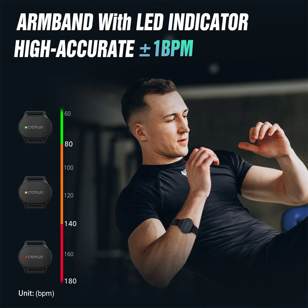 CYCPLUS Heart Rate Sensor Armband Wrist Chest Belt Bluetooth ANT+ Fitness Monitor for Garmin Wahoo GPS Bike Computer