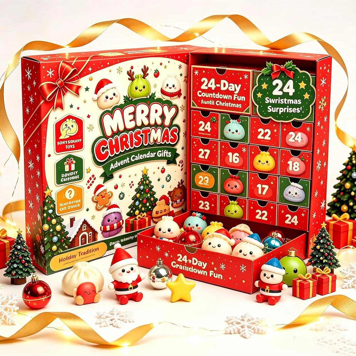 Christmas Dumpling Squishy Advent Calendar – 24-Day Sensory Fidget Countdown