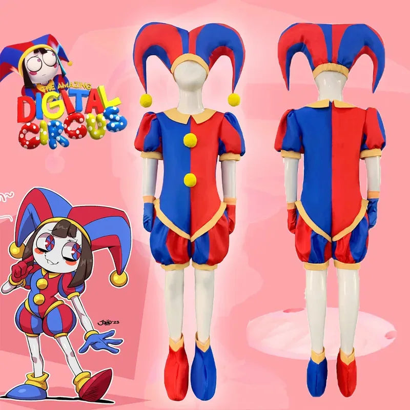 25COSThe Amazing Digital Circus Cosplay Costume for Adult Kids Halloween Cartoon Circus Pomni Jumpsuit Outfits Circus Doll Soft