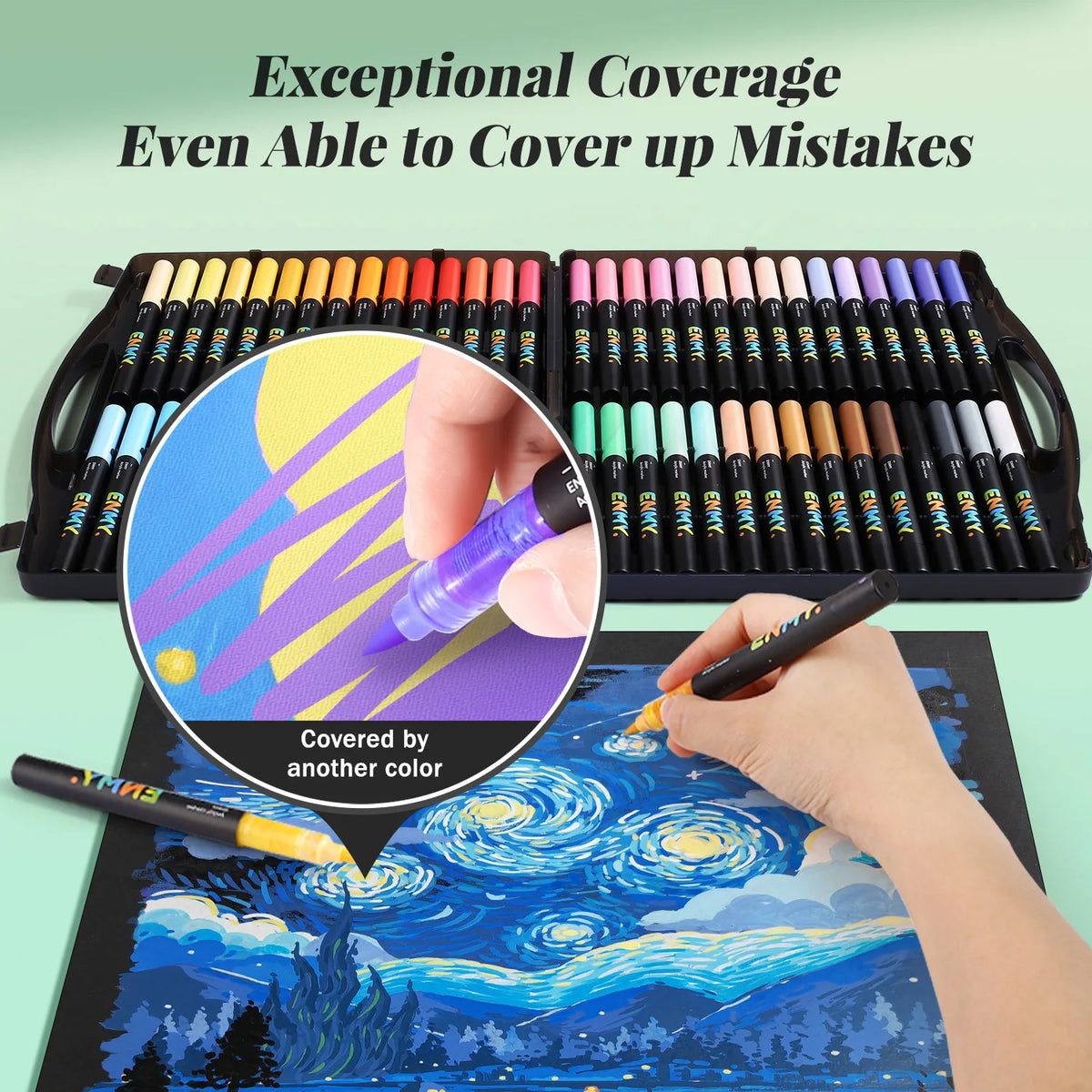 ENMY Acrylic Paint Markers Pen Soft Head Direct Liquid Graffiti Painting QuickDry Pigments Art Supplies for Felt