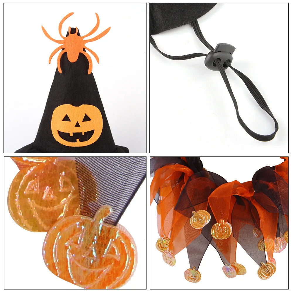 Halloween Cat Costume Set, Skull Pattern Pet Cloak With Hat & Scarf, Cute Kitty Cosplay Outfit For Small Cats Halloween Party