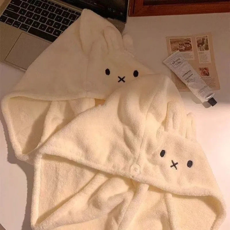 New Miffy Rabbit Cute Creative Cartoon Pattern Simple Fashion Soft Skin-Friendly Absorbent Quick-Drying Sweet Hair Drying Cap