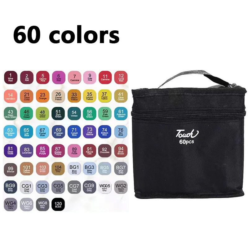 24-168 Colored Marker Pens Set Manga Brush Pen Drawing sketch Kawaii Art School Supplies Stationery Paint Lettering Markers
