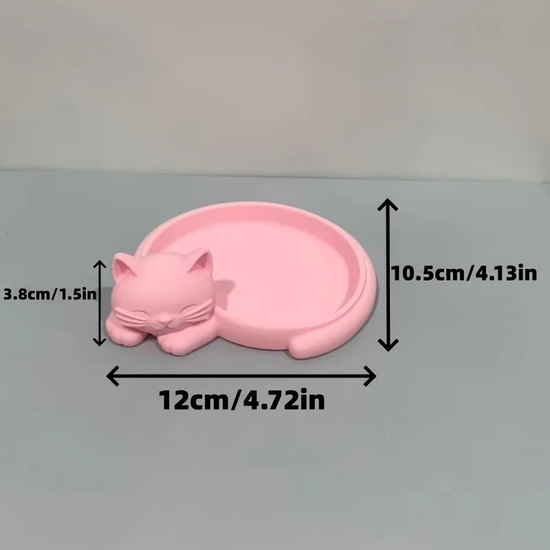 Pink Cat Desktop Organizer Tray,Jewelry Earrings Rings Necklaces S Keys Lipstick Post-It Notes Classification Tray,Jewelry Trays