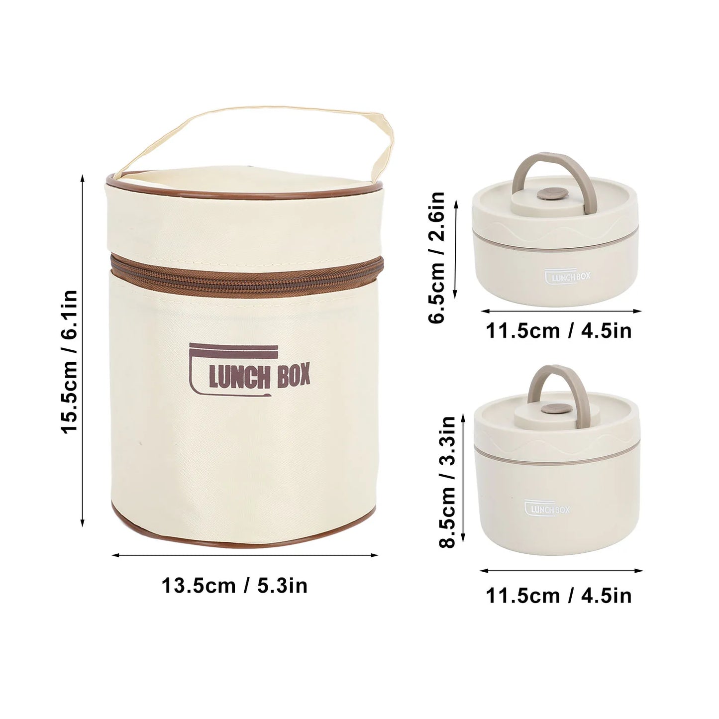 Thermal Lunch Box  304 Stainless Steel Multifunction Portable Insulated Lunch Container with Thermal Bag For School Student