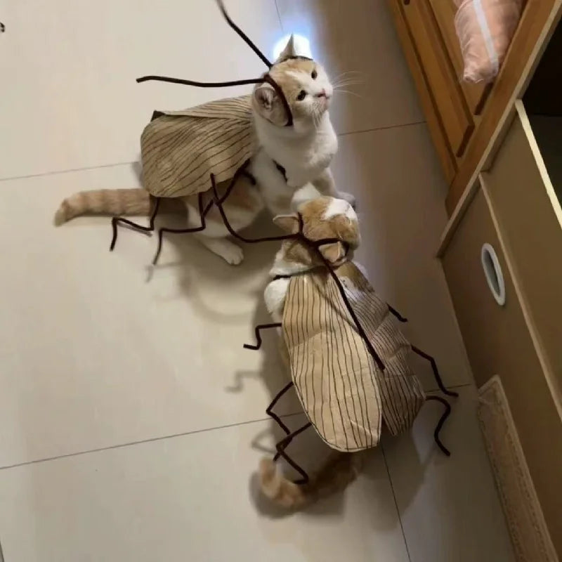 Funny Roach Costume for Cats, Soft Pet Cosplay Outfit, Insect Style Halloween Party Clothes for Kitten, Cute Viral Photo Prop