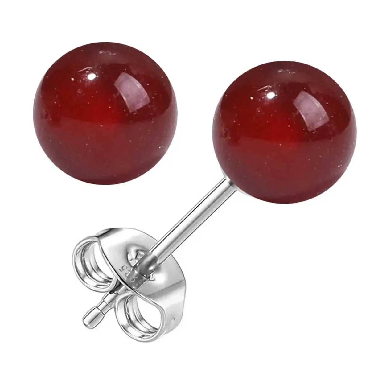 6mm Stone Beads Natural Stone Earrings Earring Stud 925 Sterling Silver Jewelry For Women Party Women's S925 Silver Earrings