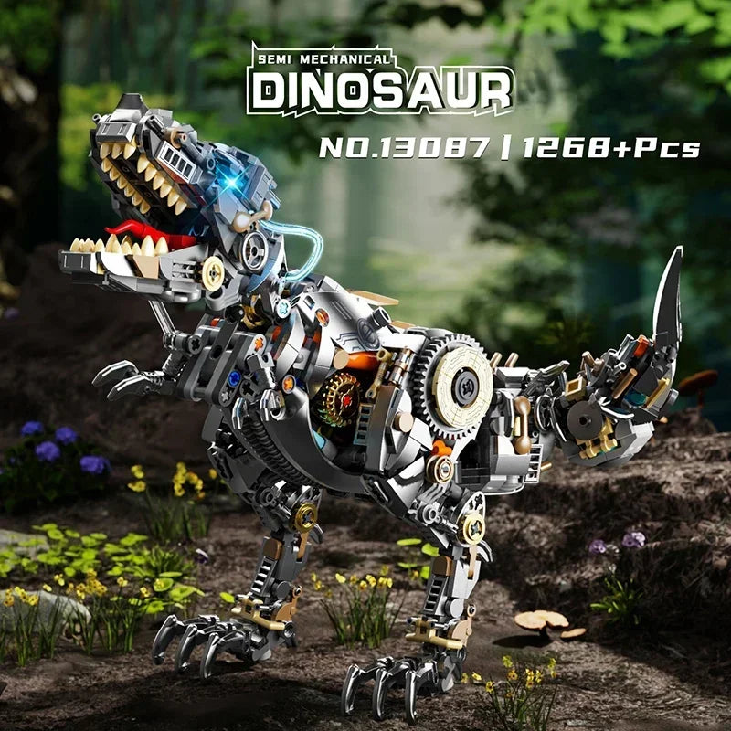 2025 NEW Dinosaur Building Blocks Mechanical T-Rex Model Educational DIY Desktop Decoration Toy Holiday Gift for Kids Adults