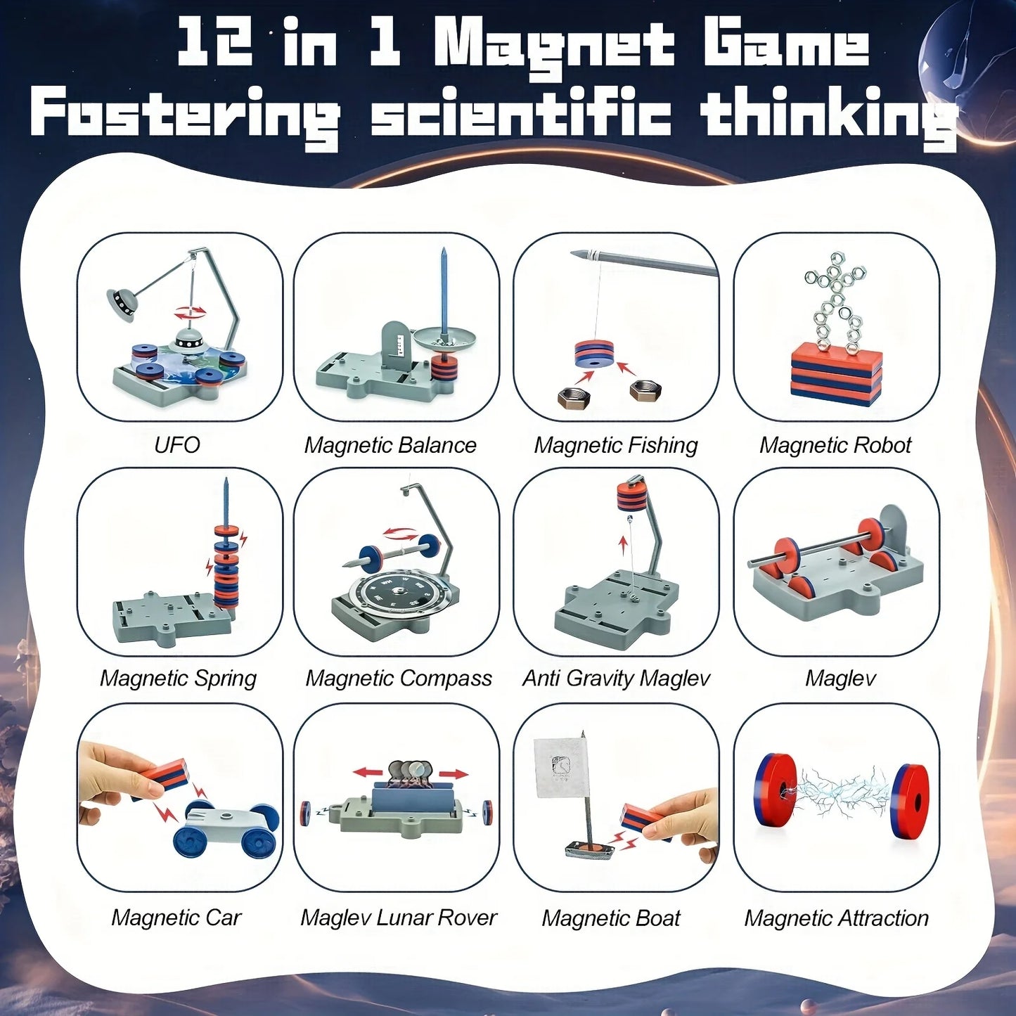 STEM Physics Kit – 12-in-1 Anti-Gravity Magnetic Levitation Set, Science Toys for Teens | Birthday & Eid Gift Magnetic Toy Set