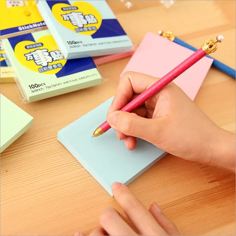 100sheets Color Sticker Notes Sticky Notes Pads Posits Stationery Memo Notepad Notebook School Office Posted It Paper Sticker
