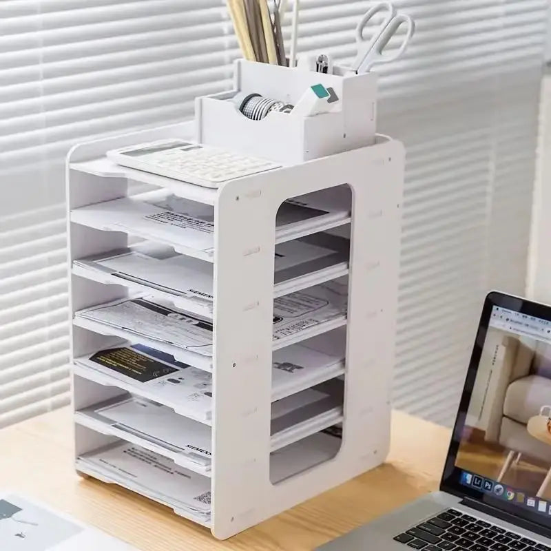 New Office Desktop File Rack Multi-Layer Folder Storage Box Desktop Finishing Artifact Office Supplies Storage Rack
