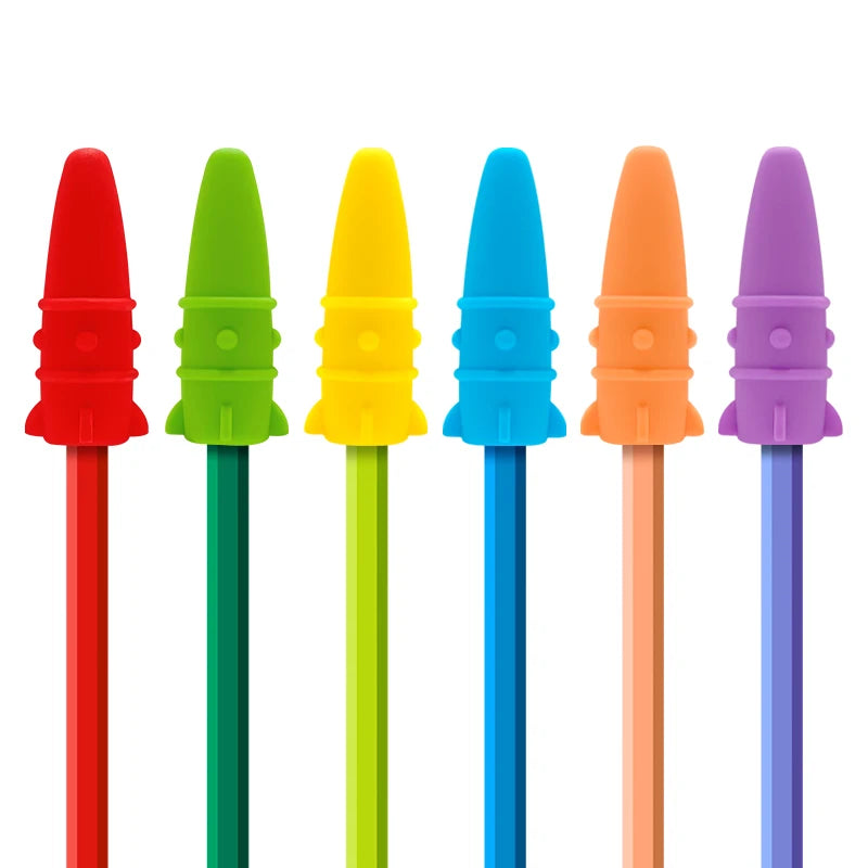 5PCS Silicone Pencil Topper Fun Silicone Baby Teether Pencil Cap Sensory Toy for Kids Children Autism ADHD Chew Tools