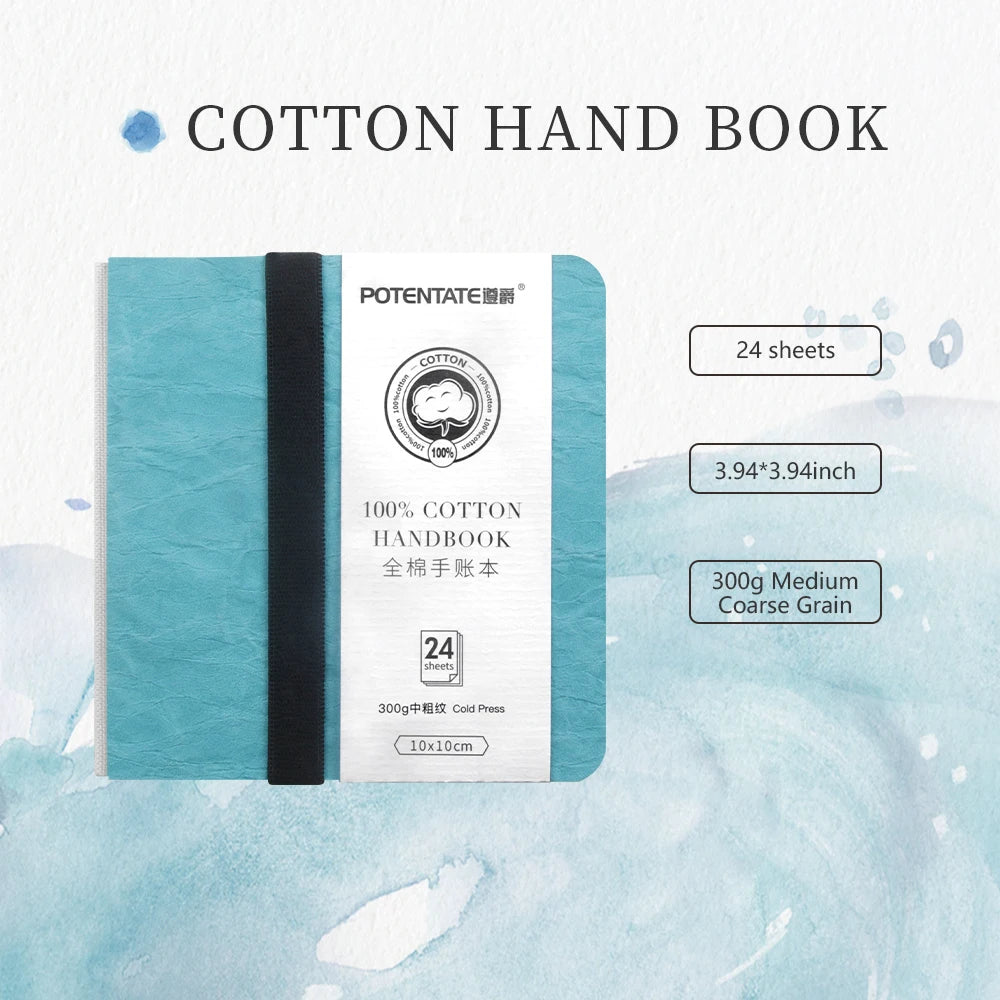 POTENTATE Blue Color Watercolor Journal Drawing Book Hand Notebook Sketch Pad 100% Cotton 300gsm Cold Press for Art Supplies