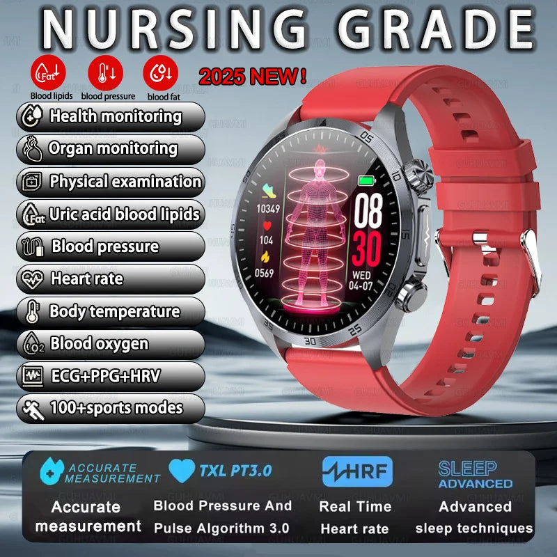 2026 NEW For Health Pulse Therapy Smart Watch ECG+PPG Blood Fats Uric Acid BT Call Sports CES Sleep Organ detection Health Watch
