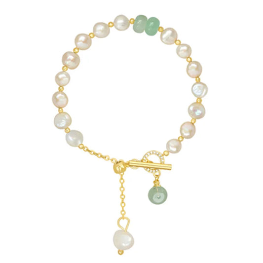 Baroque Green Crystal Luxury Natural Pearl Bracelet Korean Fashion Jewelry Wedding Girls Elegant Accessories Bracelets For Woman