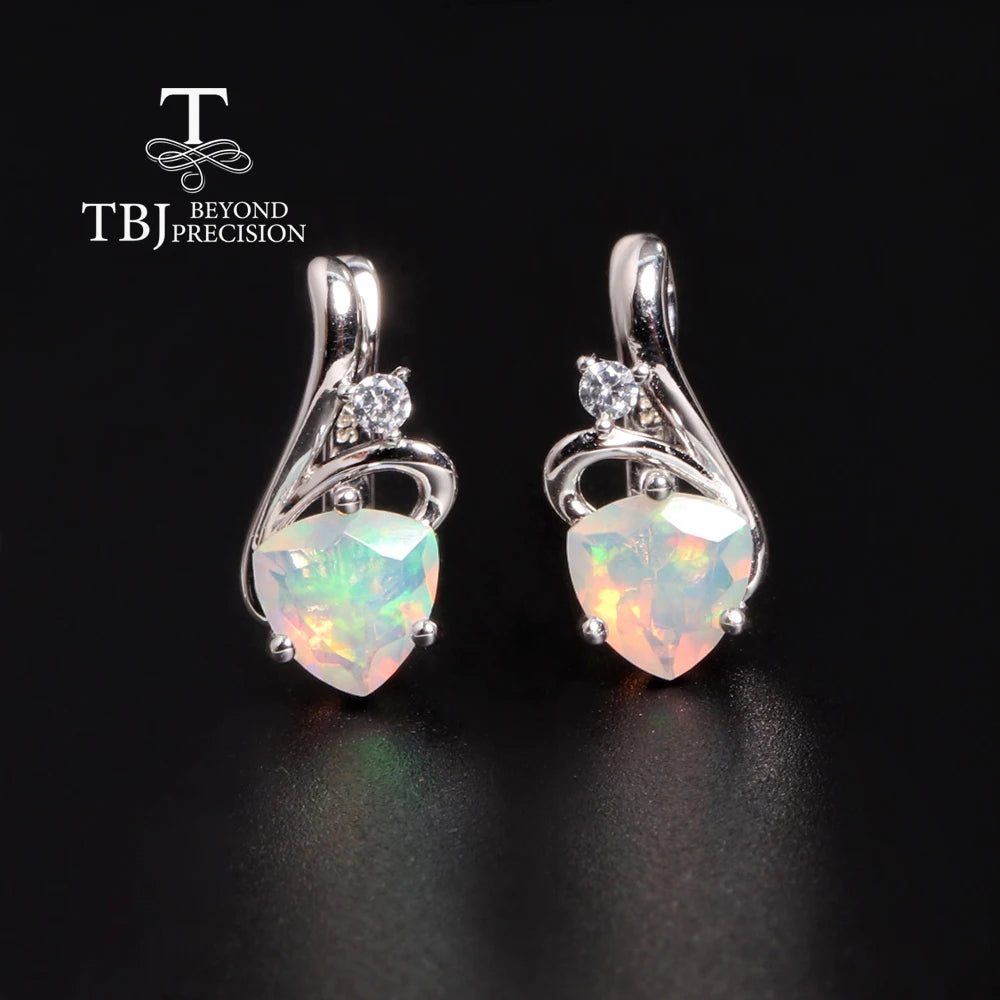Delicate beautiful October Birthstone Natural Opal Earrings S925 silver fashion jewelry for ladies and girls birthday gifts