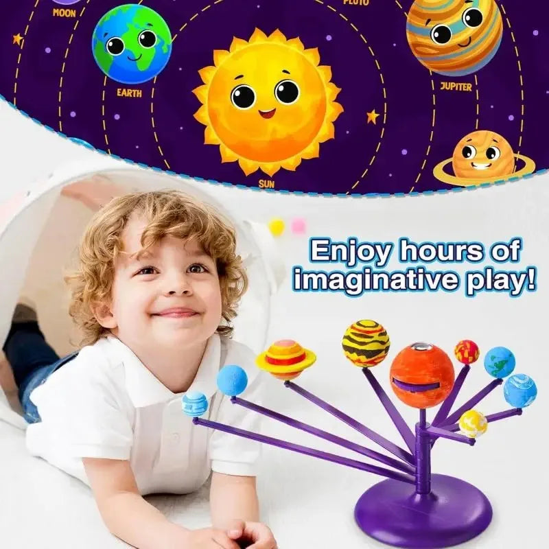 Solar System Model STEM 3D Assembly Toy 8 Planets Projection Device Kids Early Education Learning Science Enlightenment