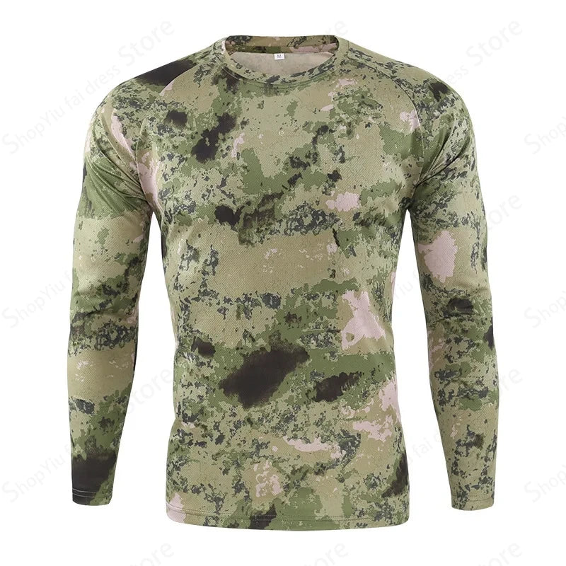 2025 Men's Camouflage 3D Printed Pattern Long Sleeve T-shirt Fashion Breathable Top Men's Outdoor Camouflage Top Men's Clothing