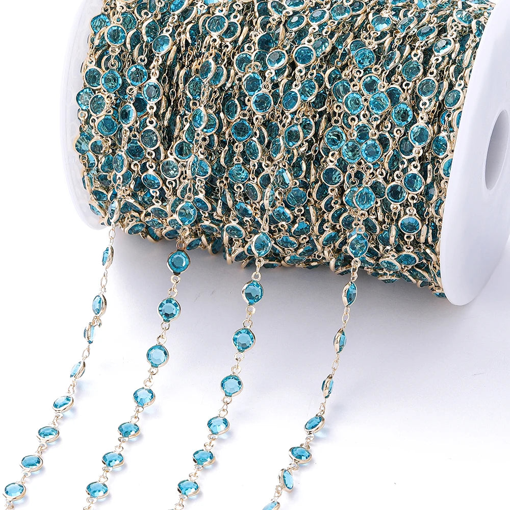 1M Crystal Zircon Stone Chain Colorful Glass Beads Chains For DIY Necklace Bracelet Jewelry Making Supplies Findings