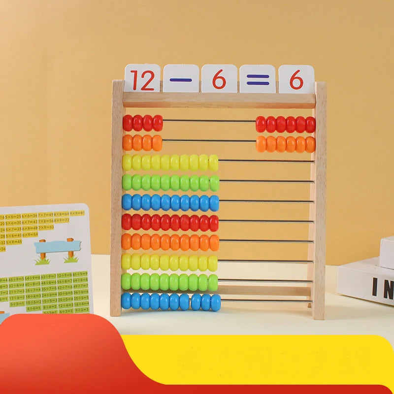 Wooden Counting Toy Abacus Montessori Education Math Toy Children Rainbow Counting Beads Addition Subtraction Operation Learning