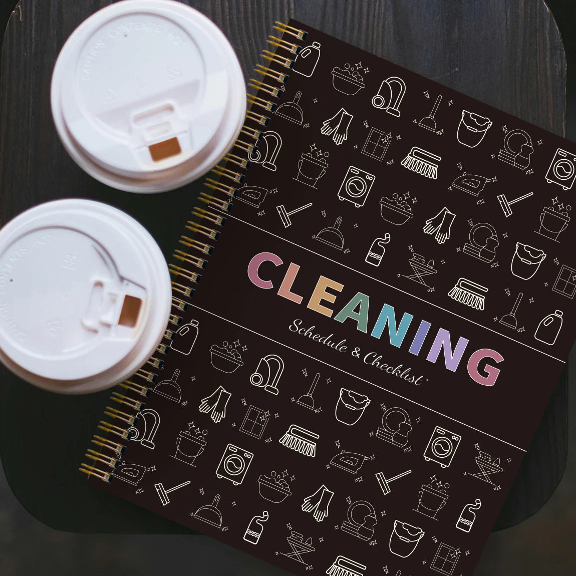 Cleaning Planner Spiral Notebook A5 Weekly Monthly Cleaning Schedule Deep Clean Checklist Household Organizer with Stickers