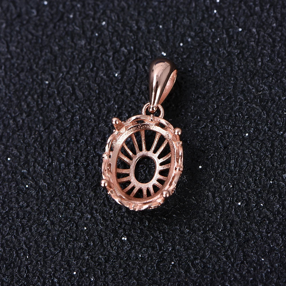 5*7-12*16mm Pendant Blank Open Bezel Setting, S925 Sterling Silver Four-Prong Exquisite Lace Style Pendant Base