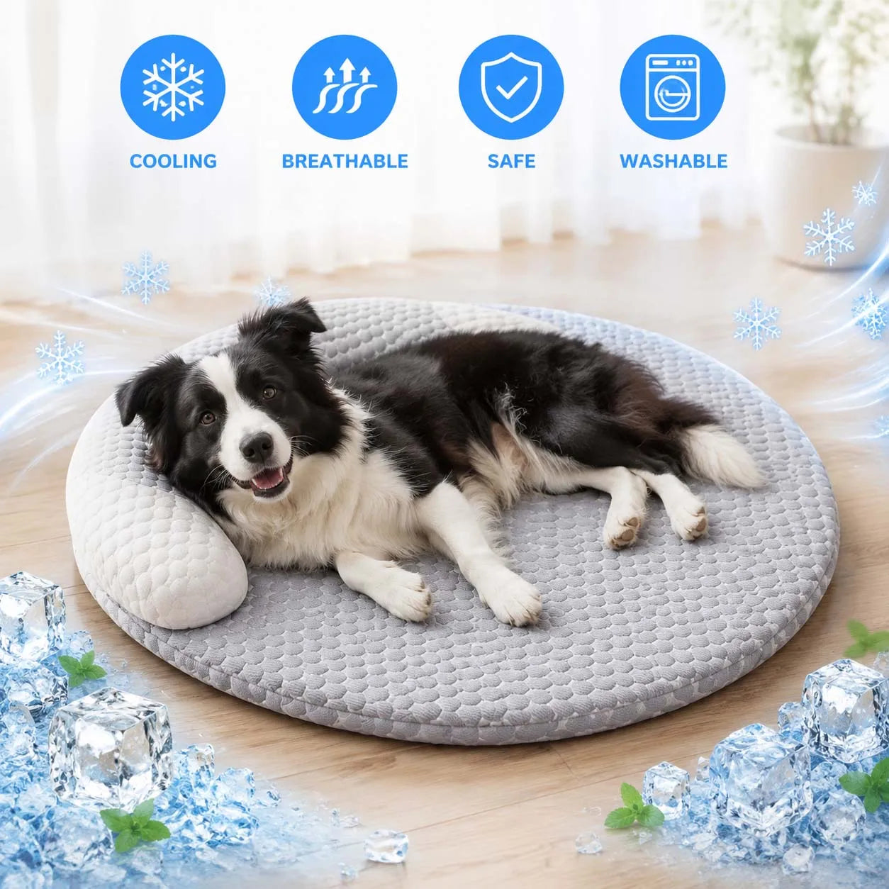 Spring Summer Cooling Dog Bed Oval Ice Silk Cat Mat Breathable Heat Dissipation Cooling Pad for Small Medium Large Dogs Cats