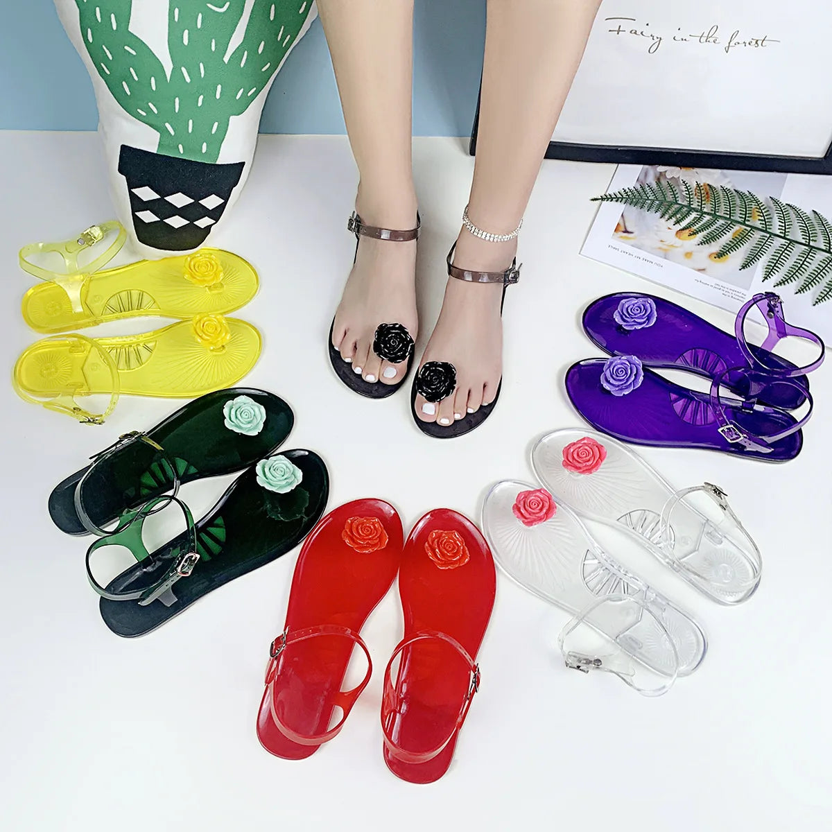 New Camellia Fruit Sandals for Women's Anti Slip Soft Sole Jelly Sandals