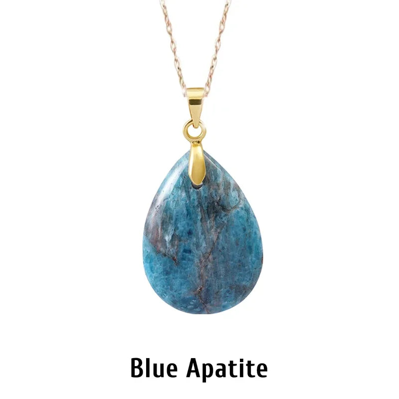 Natural Stone Crystal Pendant Teardrop Fashion Necklace For Diy Necklace Earrings Making Jewelry Christmas Friendship Gift