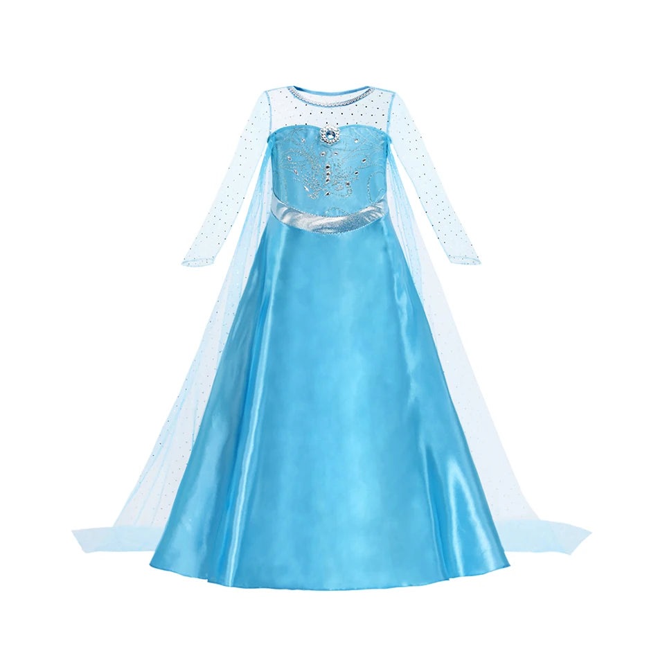 Elsa Anna Snow Queen Princess Dress for Girls Birthday Halloween Christmas Carnival Cosplay Outfit Kids 2-8Y Vestido