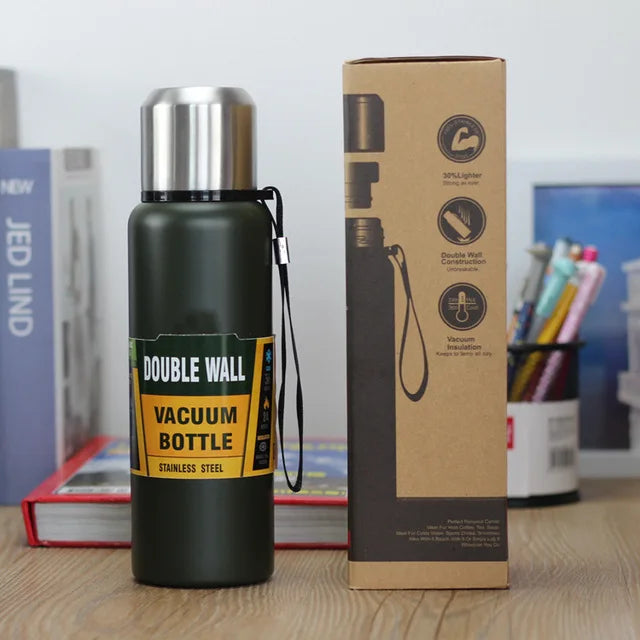 High Quality Large Capacity Stainless Steel Thermos Portable Vacuum Flask Insulated Tumbler with Rope Thermo Bottle 500/750ml